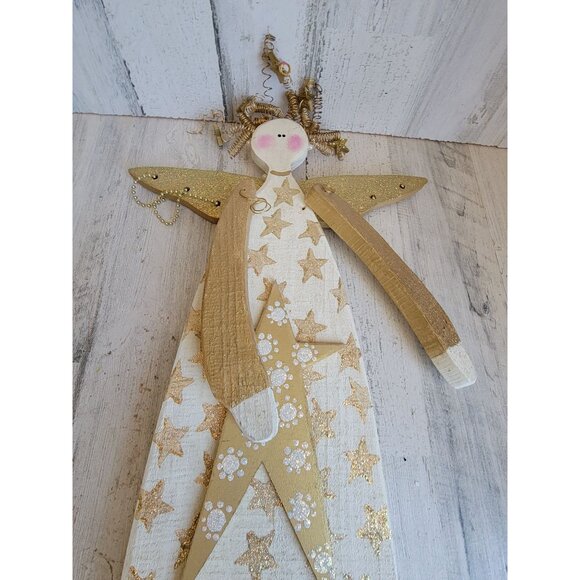 Large vintage wooden Angel curly hair jointed religious home decor - Picture 5 of 10